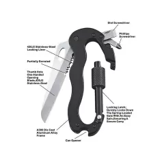 Wilco Carabiner Multi Tool 4-in-1 - stainless multitool with blade and screwdrivers