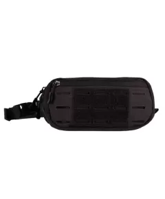 Mil-Tec Laser Cut Waist Bag in black with MOLLE system and velcro panel