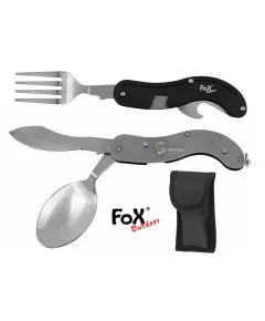 Pocket Knife Cutlery Set 4 in 1 black divisible