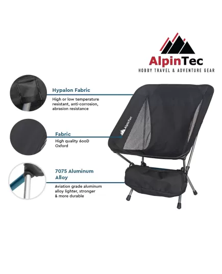 Beach Stool Alpintec Strong 900gr/150kg Black, 3 image