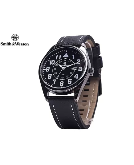 Smith & Wesson Civilian Watch black leather strap