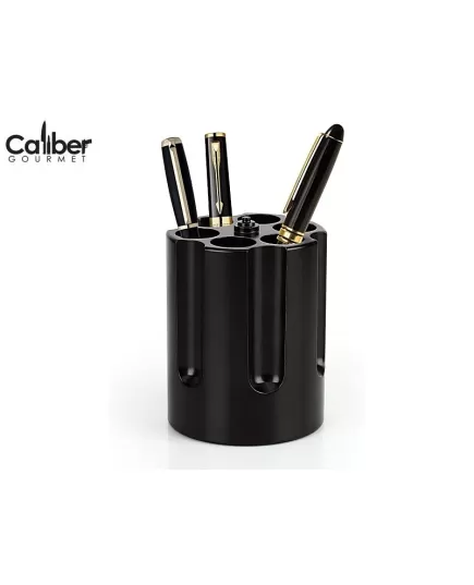 Revolver Gun Cylinder Pen Holder Black Aluminum Caliber Gourmet