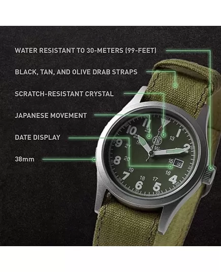 Smith & Wesson Military Watch Khaki with 3 Straps