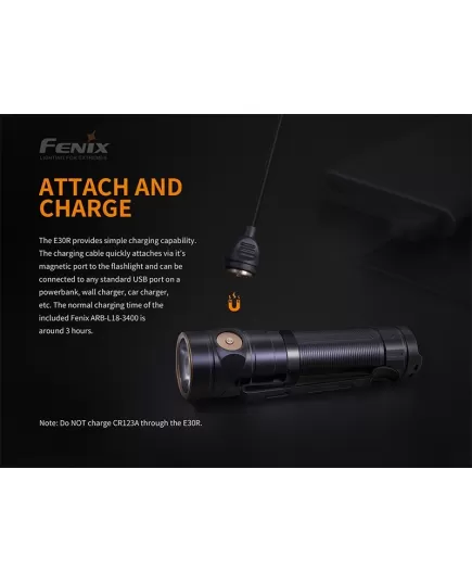 Επαναφορτιζόμενος Φακός Fenix E30R 1600 Lumens , 4 imageΕπαναφορτιζόμενος Φακός Fenix E30R 1600 Lumens, 4 image